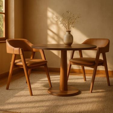 Imagem de Kit 2 Cadeiras de Jantar Madeira Maciça Estofada Courino