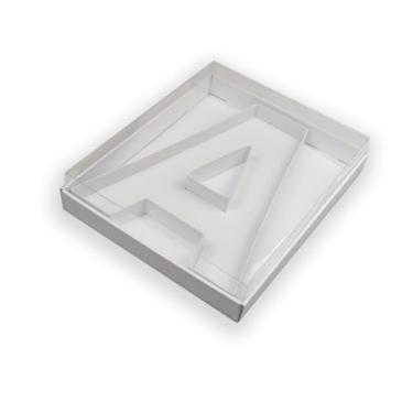 Imagem de Manoczy Caixa de papelão preenchível de 35,5 cm com tampa transparente, bandeja de presente vazada branca para aniversários, festas de aniversário e eventos (A)