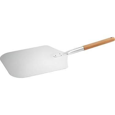 Imagem de OCS Parts Pro Series Casca de pizza de alumínio de 30,5 x 35,5 cm com cabo de madeira de 30,5 cm | Espátula de metal para cozinha doméstica, restaurantes e pizzarias
