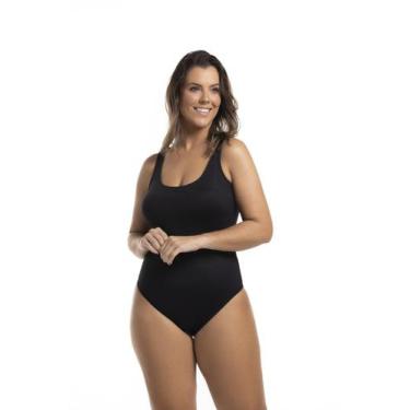 Imagem de Maiô Regata com Bojo Fixo Plus Size - Cor de Cacau, Preto, 52