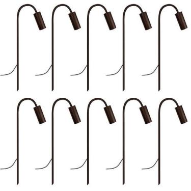 Imagem de Kit 10 Balizadores Luminária Chão Espeto Jardim Marrom 50Cm - Single L