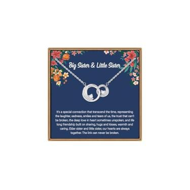 Imagem de IEFLIFE Presentes para irmãs – Colar com círculo entrelaçado banhado a ouro branco 14 K, presente de colar de irmãs para mulheres, amigas, presente de amizade para irmãs, alma, irmã não biológica