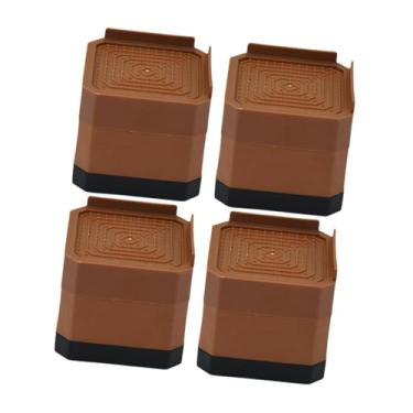 Imagem de IEUDNS 4 peças almofadas antivibração resistentes antiderrapantes para elevação de cama quadrada, pernas de móveis para sofá-cama, mesa, máquina de lavar, Marrom, 2 Camadas
