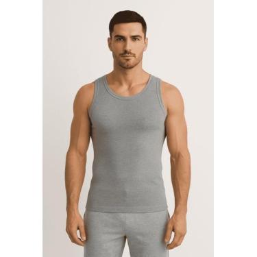 Imagem de Regata Masculina Canelada Modelo Americano - DIVERSOS, Cinza, P