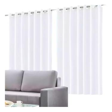 Imagem de Cortina Com Blackout Quarto C/Voil 100% Pvc 280x180cm Ilhós (Branco)