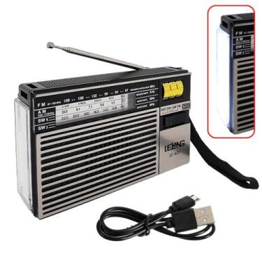 Imagem de Radio Com Lanterna Iluminação Led Entrada Usb Musica Alta Ótima Recepç