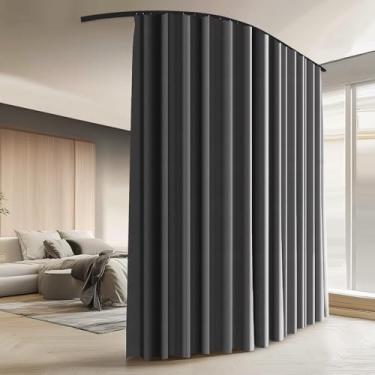 Imagem de Cortinas divisórias de quarto com conjunto de trilhos de teto para quarto, sala de estar, blackout total, isolamento térmico, cortina de trilho de teto com isolamento térmico L 48 × A 2,8 m platina