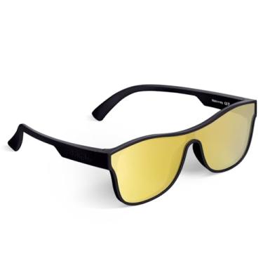 Imagem de ROSHAMBO Single Shields – Óculos de sol esportivos com armação flexível polarizada – Meninas meninos de 2 a 4 anos, Vader com lente amarela, Toddler (2-4)
