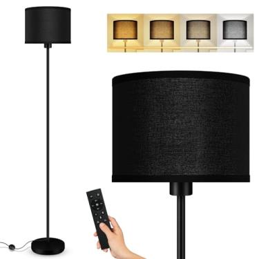 Imagem de Candeeiros de chão para sala de estar, luminária de chão regulável contínua com controle remoto, 2700K-6500K cores temperatura e brilho ajustáveis, 10W/1200LM lâmpada de piso de LED preta, lâmpada de