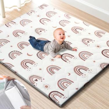 Imagem de TINYHARBO Tapete de brinquedo de espuma premium para bebês 127 x 127 cm – capa removível e lavável na máquina, tapete de cercadinho com enchimento extragrosso, tapete antiderrapante para engatinhar