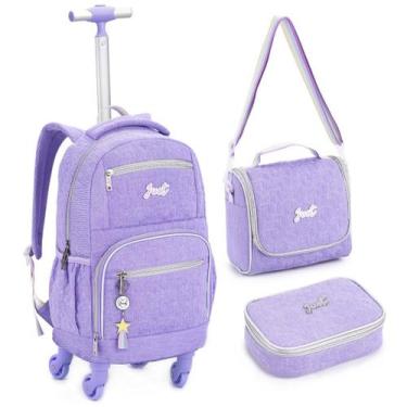 Imagem de Kit Mochila Rodinha 360 Escolar Grande Juvenil com Bolsa térmica e Est