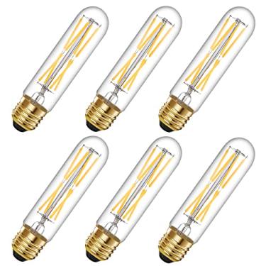 Imagem de TIANSHQ 6 lâmpadas tubulares LED E26 T10, lâmpada Edison branca de luz do dia 4000K 8W regulável T10 para luzes pendentes, lâmpadas longas para uso externo (8W, 4000K)