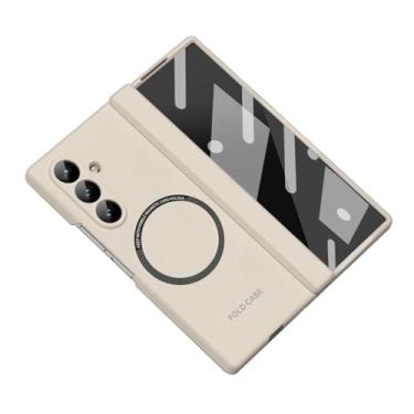 Imagem de POYUFRG Capa magnética para Samsung Galaxy Z Fold 7, capa de proteção de lente de dobradiça de tela com tudo incluído, capa fina de carregamento sem fio, branca, Z Fold 7