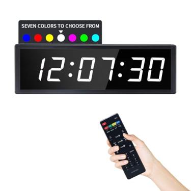 Imagem de GAN XIN Relógio de parede digital grande de 38,5 cm com temporizador de intervalo, controle remoto, cores RGB personalizáveis, cronômetro, contagem regressiva, relógio de ponto para casa, academia