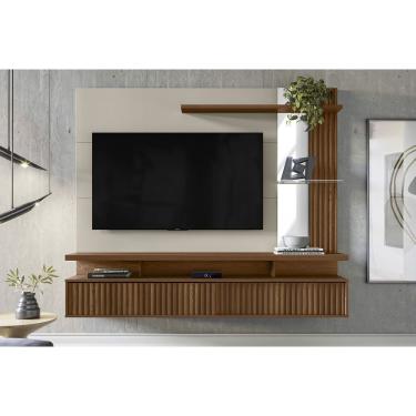 Imagem de Home p/ TV até 60 Pol Maragogi c/ 2 Porta e 2 Prateleiras 182x154cm Freijó/Off White - Linea Brasil