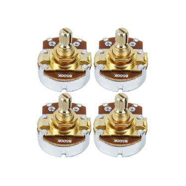 Imagem de FLEOR 4 potes de guitarra B500K com eixo de 15 mm, potenciômetro cônico linear com baioneta, cor dourada