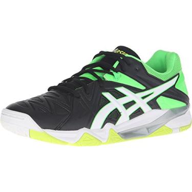 Imagem de ASICS Tênis de vôlei masculino Gel-Cyber Sensei, Gecko preto/branco/verde, 6.5
