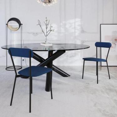 Imagem de Cadeira de Jantar Avulsa Vintage Emília com Estrutura Preta - Metalig