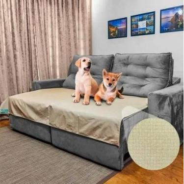 Imagem de Kit 2 Mantas Impermeáveis para Sofá Antipelos Pet - Vila Flor, Bege