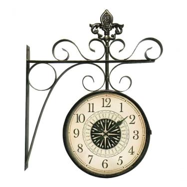 Imagem de Relógio Estação Ferroviária Dupla Face Retrô Suporte Parede