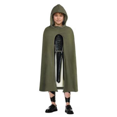 Imagem de Capa com capuz de Halloween, capa verde GZHOK, fantasia infantil uniss