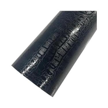 Imagem de Vinil Adesivo Preto Efeito Couro Crocodilo Com Tecnologia Air Release 