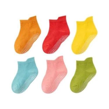 Imagem de Meias Esportivas Listradas Para Meninos E Meninas, 6 Pares, 0-7 Anos, 