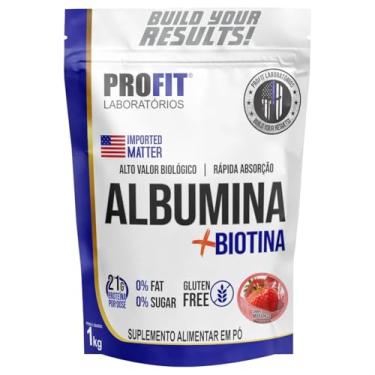 Imagem de Albumina + Biotina 1kg Proteína do Ovo Refil Profit (Refil, Morango)