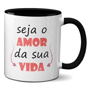 Imagem de Caneca Frase Motivacional Seja O Amor Da Sua Vida Xícara (Preta)