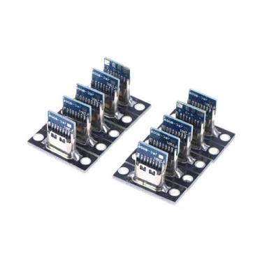 Imagem de Conectores USB 3.1 Tipo C Fêmea 10 Peças Com Placa De Montagem Com Par