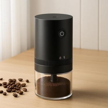Imagem de Moedor De Café Elétrico Premium Portátil, Ajustável, Recarregável USB, Com Rebarbas De Cerâmica, Compacto Para Viagens E Escritório Ideal para Espresso, Preto.