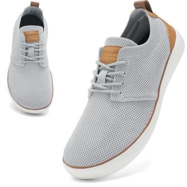 Imagem de CFVKPT Sapato social masculino, bico largo, sapatos descalços com sola zero queda, Oxford, moderno, casual, tamanho 36-44, Cinza, 11 Wide
