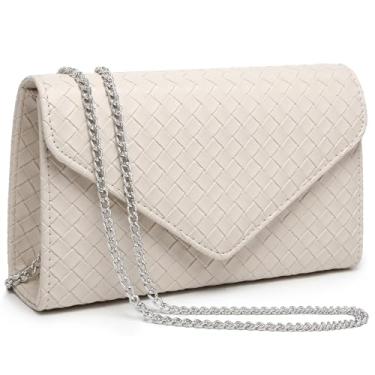 Imagem de Dasein Bolsas femininas com glitter para noite formais bolsas de casamento para festa elegante bolsa clutch para coquetel e formatura, Tecido bege, small - 8.5"W x 5"H x 2"D