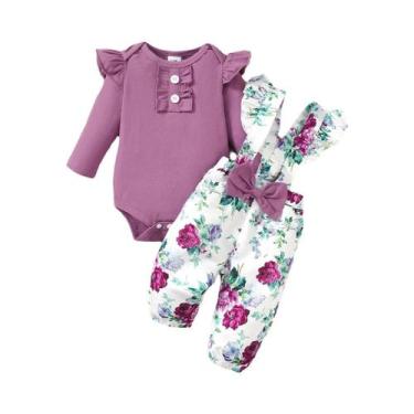 Imagem de Conjunto De Roupas Para Bebê Menina Recém-Nascida 3 Peças Macacão De M