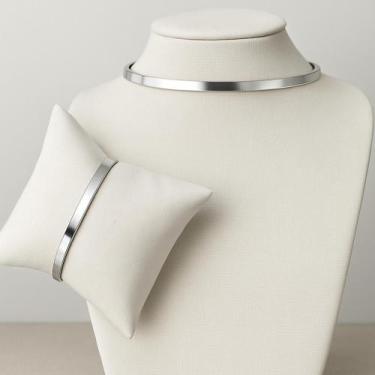 Imagem de Choker e Pulseira Ajustável Reto Liso Dourado e Prata - JMA Bijoux, Pr