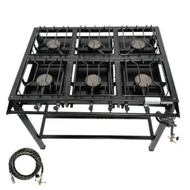 Imagem de Fogão Industrial 6 Bocas, FERRO FUNDIDO, Base de Aço Carbono, Alta Pressão, 68x95cm