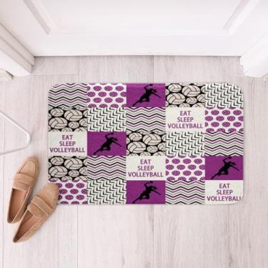 Imagem de Feelyou Tapetes de banho de voleibol 50,8 cm x 81,2 cm Tapete de banho antiderrapante para meninas tapete de banheiro esportivo bola roxo tapete de banheiro para meninos meninas crianças adultos