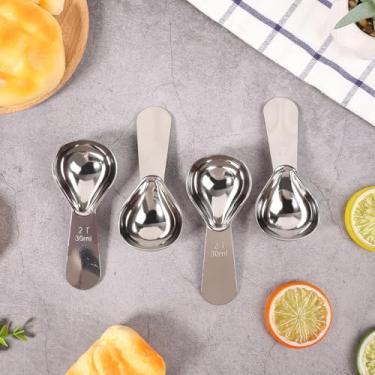 Imagem de DJAPWPX 8 colheres medidoras de café moído de aço inoxidável com escala clara, à prova de ferrugem, colheres medidoras de chá para especiarias, farinha e açúcar