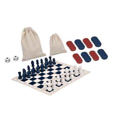 Imagem de KiBcsLic Jogo de tabuleiro de viagem 3 em 1 para e damas, gamão com bolsa de armazenamento, jogos de mesa leves e interativos para crianças