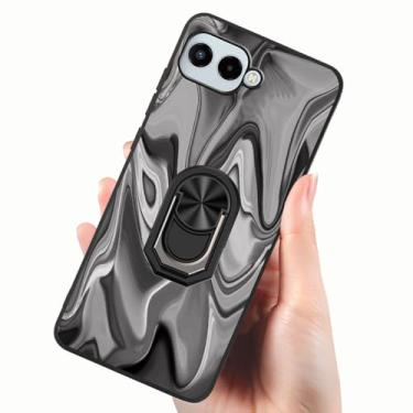 Imagem de Tuxiwei Capa de TPU macio para T-Mobile Revvl 8 com suporte de dedo resistente com anel de 360°, suporte embutido, capa de telefone T-Mobile REVVL 8 5G | Suporte magnético para carro | Preto cinza