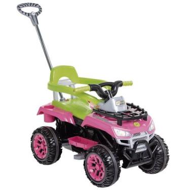 Imagem de Quadriciclo Calesita Cross Up 2 em 1 Passeio e Pedal, Preto, Rosa