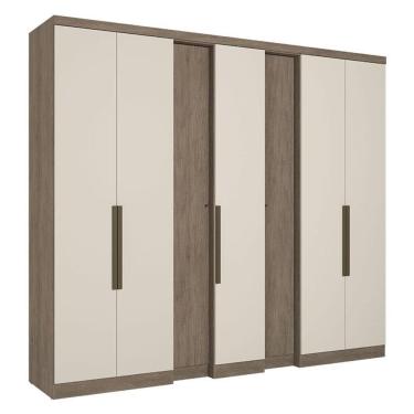 Imagem de Guarda Roupa Casal Selecto 7 Portas Rústico Off White Acetinado - THB