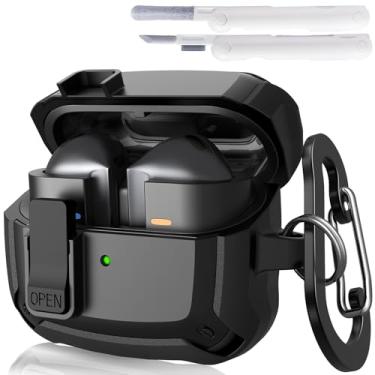 Imagem de KOREDA Compatível com Samsung Galaxy Buds 3 e capa para Galaxy Buds 3 Pro com kit de limpeza, capa rígida protetora de TPU militar à prova de choque com trava segura para homens (preto)
