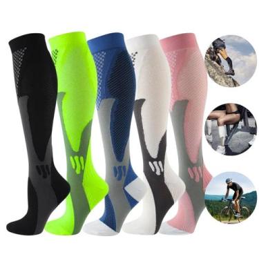 Imagem de Meia De Compressão Esportiva Cano Alto 3/4 Corrida Ciclismo Para Trata
