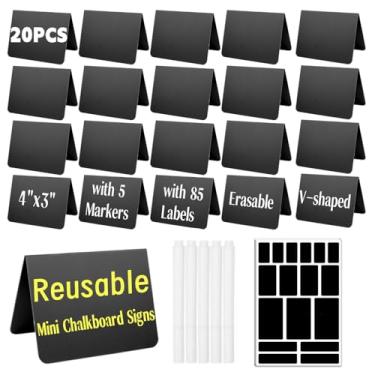 Imagem de Pacote com 20 mini placas de lousa para festa, buffet, etiquetas de comida, pequenos quadros de giz reutilizáveis, etiquetas de mesa de nome, aniversário, padaria, casamento