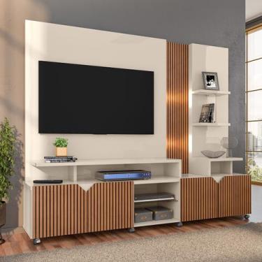 Imagem de Estante Home Cross Off White/Tauari Ripado para TVs até 55 Polegadas 4