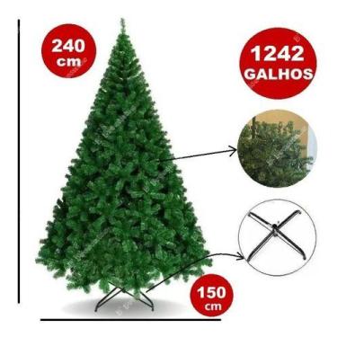 Imagem de Arvore De Natal Verde Gigante Luxo 2,40m C/1242 Galhos - D'PRESENTES