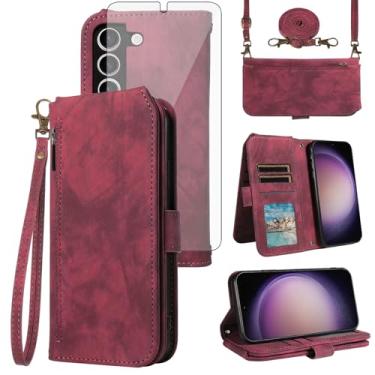 Imagem de Asuwish Capa de celular para Samsung Galaxy S23 5G carteira celular com protetor de tela de vidro temperado alça transversal alça flip suporte para cartão de crédito S 23 23S GS23 G5 SM-S911U 15.5 cm