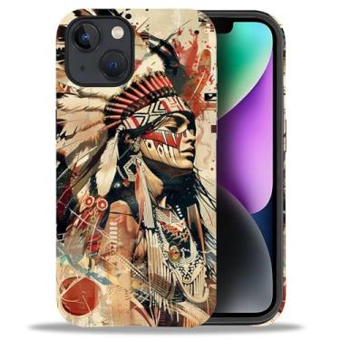 Imagem de yicomon Capa compatível com iPhone 13 14, capa de telefone fosca com estampa tribal de mulher nativa americana, durável, moderna, engraçada, capa protetora macia antiarranhões à prova de choque
