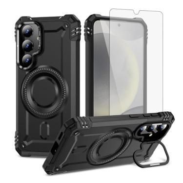 Imagem de Furiet Capa de celular para Samsung Galaxy S24 Plus/S25 Plus S24+ S25+ 5G com protetor de tela de vidro temperado, amortecedor rígido de 2 camadas, carregamento sem fio para S24Plus 24S + S 24 24+